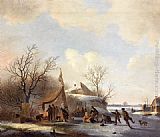 Figures on the Ice by Jacobus Van Der Stok
